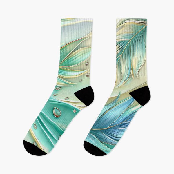 Item preview,  Teal and Gold Tropical Leaves Art designed and sold by MargaretWiktor.
