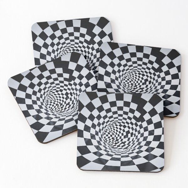 Item preview, Stunning black and white optical illusion tunnel with checkered pattern designed and sold by Creative88Art.