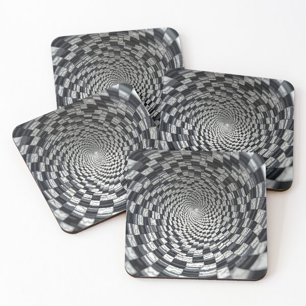 Item preview, Stunning black and white spiral pattern with checkered tiles designed and sold by Creative88Art.