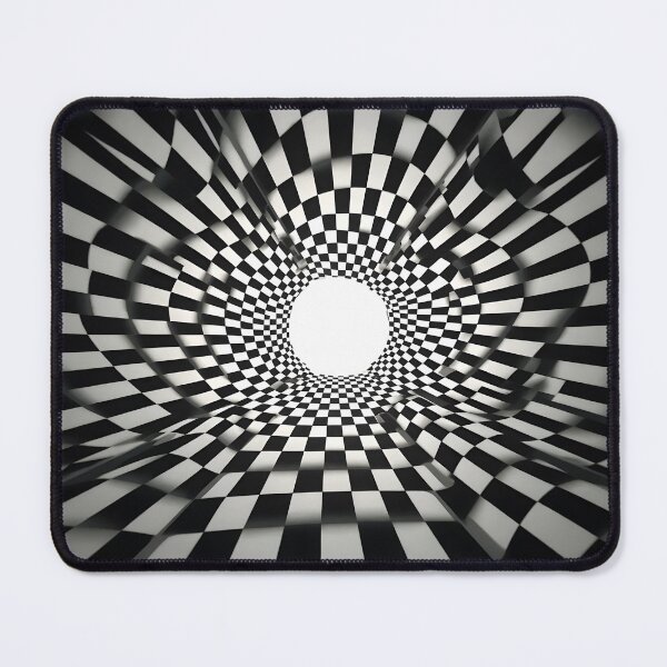 Item preview, Stunning black and white optical illusion tunnel with checkered pattern designed and sold by Creative88Art.