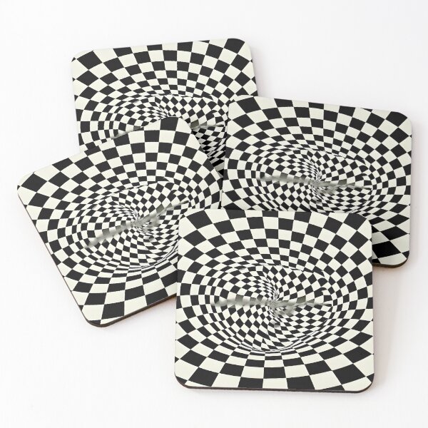 Item preview, Stunning black and white optical illusion with swirling checkerboard pattern designed and sold by Creative88Art.