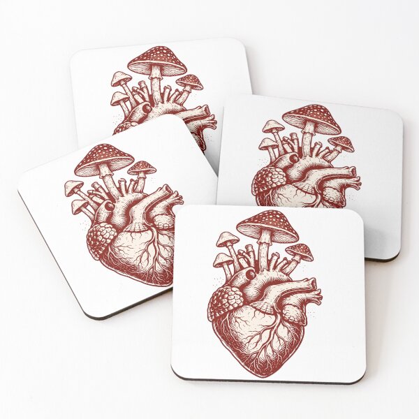Item preview, Anatomical Heart with Mushrooms – Dark Red Naturecore Design designed and sold by NSEAdventures.