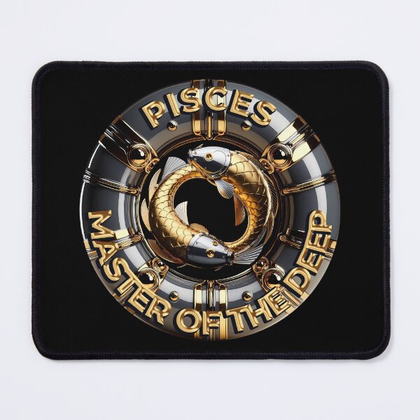 Item preview, Pisces Master of the Deep — Golden Cybernetic Fish Zodiac designed and sold by InFrameVision.