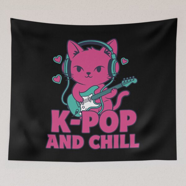 Item preview, K-Pop And Chill Cute Korean Music Cat Anime designed and sold by LuminOrb.