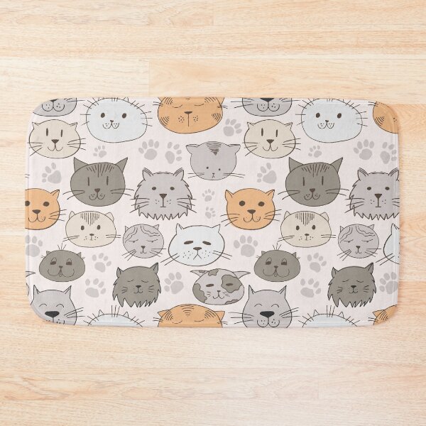 Item preview, Cute Cat Faces & Paw Prints Pattern, Cat Collection designed and sold by FourAcreFarm.