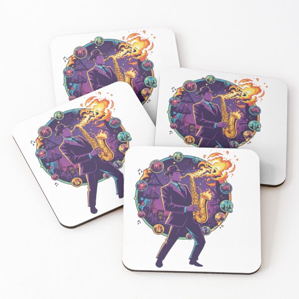 Item preview, Fiery Jazz Saxophonist - Neon Soul Musician Logo designed and sold by Alta-store.