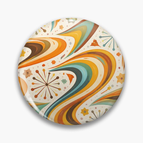 Item preview, Seamless 1960s Atomic Boomerang Pattern – Retro Wavy Swirls and Starbursts Repeat designed and sold by Cleora Art .