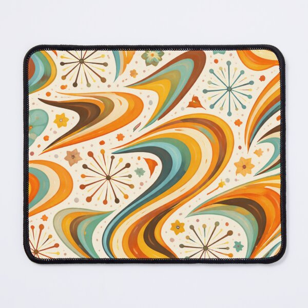 Item preview, Seamless 1960s Atomic Boomerang Pattern – Retro Wavy Swirls and Starbursts Repeat designed and sold by Cleora Art .