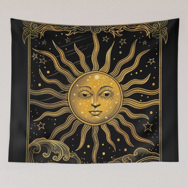 Item preview, XIX The Sun Vintage Tarot Card Illustration designed and sold by Thunderg1rl.