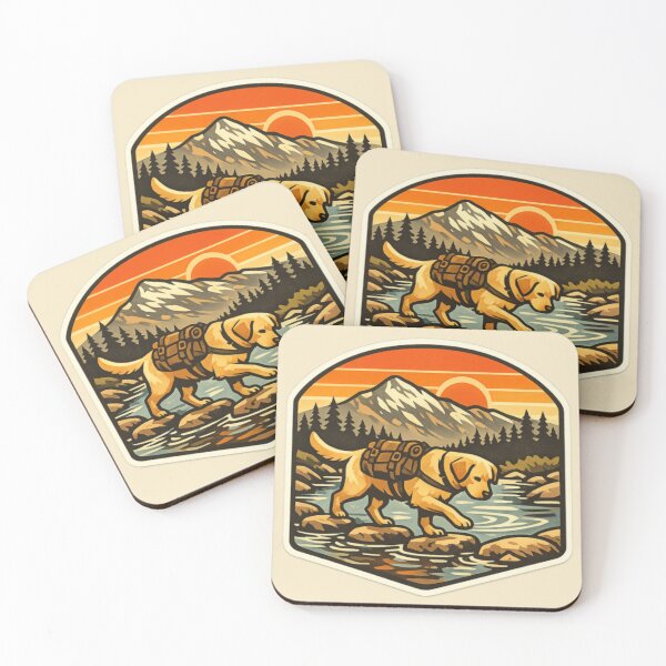 Item preview, River Crossing Hiking Labrador – Retro Outdoor Adventure Badge designed and sold by PawPrintCustom.