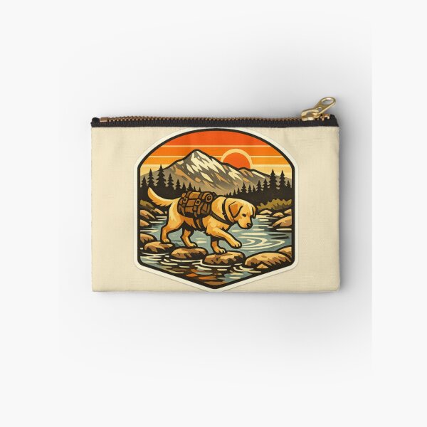 Item preview, River Crossing Hiking Labrador – Retro Outdoor Adventure Badge designed and sold by PawPrintCustom.