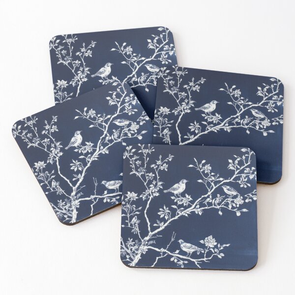 Item preview, Chinoiserie Birds on Branches Blue and White Botanical Art designed and sold by MerryHillStudio.