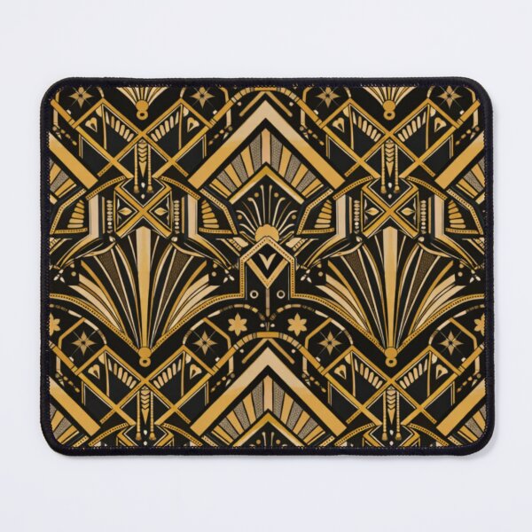 Item preview, Seamless 1920s Art Deco Geometric Pattern – Black and Gold Fan Motif Repeat designed and sold by Cleora Art .