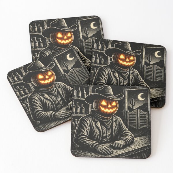 Item preview, Headless Horseman's Western Saloon - Scratchboard Desert Night Illustration designed and sold by TheHorsemanRidesAgain.
