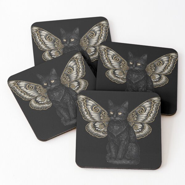 Item preview, Winged Familiar — Black Cat with Moth Wings and Quiet Power designed and sold by Mouraludia.