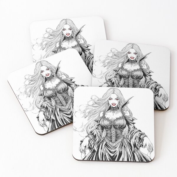 Item preview, Gothic Vampire Queen Line Art (Red Eyes & Corset) designed and sold by Squiglix.