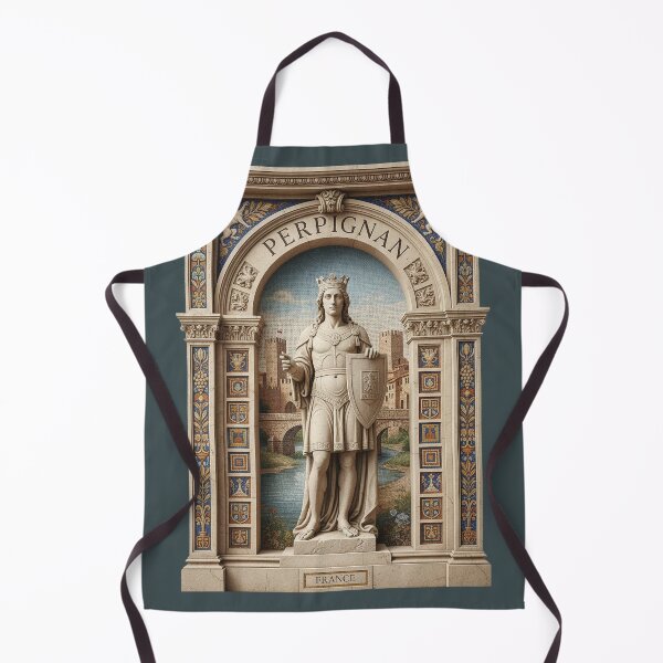 Item preview, Perpignan France Renaissance Shield Mosaic - Vintage Travel Poster designed and sold by FrancophileFun.