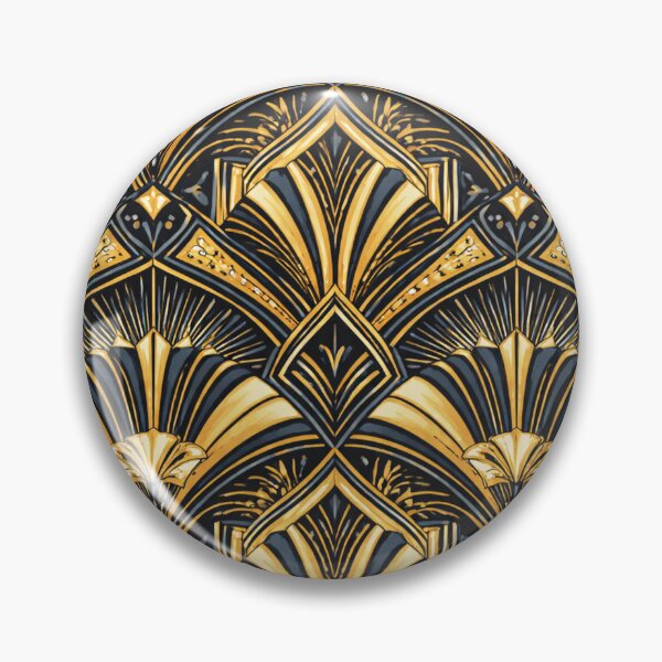 Item preview, Seamless 1920s Art Deco Fan Pattern – Navy Blue and Gold Geometric Repeat designed and sold by Cleora Art .