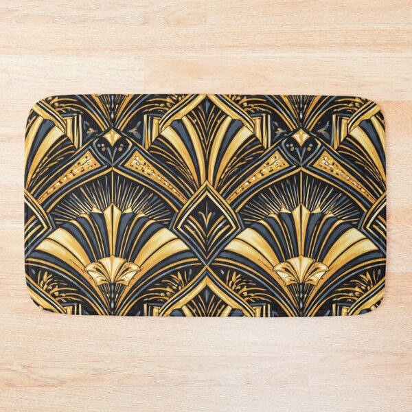 Item preview, Seamless 1920s Art Deco Fan Pattern – Navy Blue and Gold Geometric Repeat designed and sold by Cleora Art .