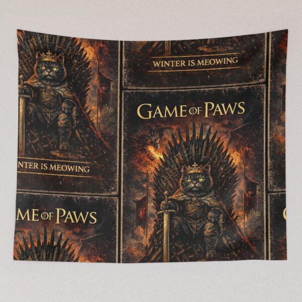 Item preview, Game of Paws – Winter Is Meowing | Retro Cat Fantasy Parody designed and sold by PureXpress.