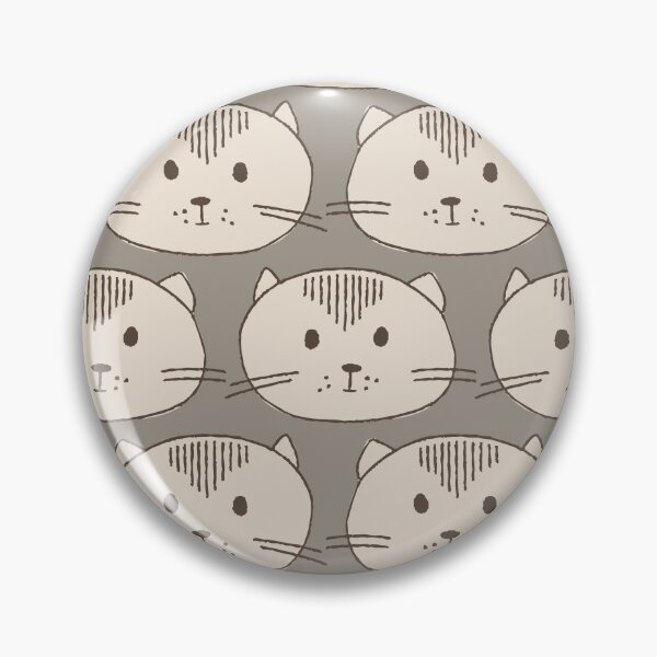Item preview, Cute Beige Cat Faces on a Brown Background, Cat Collection designed and sold by FourAcreFarm.