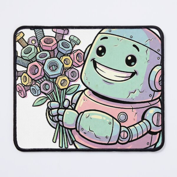 Artikelvorschau, Süßer Retro-Roboter mit Schrauben-Bouquet entworfen und verkauft von AmoreArtworks.