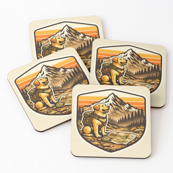 Item preview, Hiking Labrador Trail Map & Compass – Retro Adventure Badge Sticker designed and sold by PawPrintCustom.