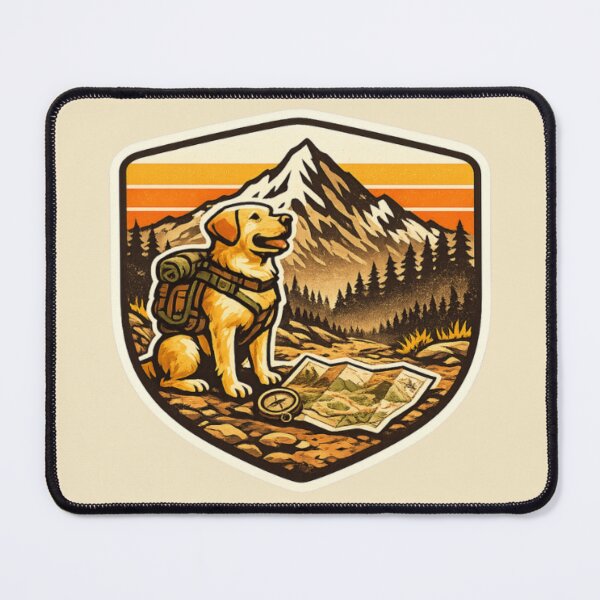Item preview, Hiking Labrador Trail Map & Compass – Retro Adventure Badge Sticker designed and sold by PawPrintCustom.