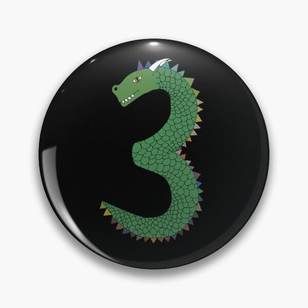 Item preview, 3rd Birthday Green Dragon drawn in the shape of a number three designed and sold by Sheridanlongdog.