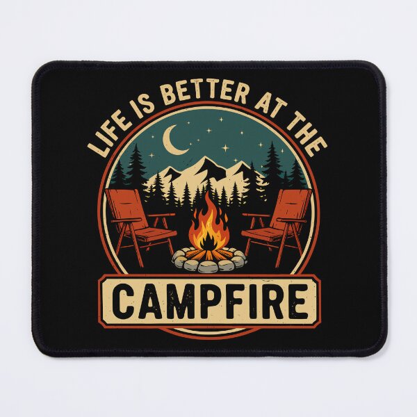 Item preview, Life Is Better at the Campfire Retro Camping Badge designed and sold by ZuToMi.