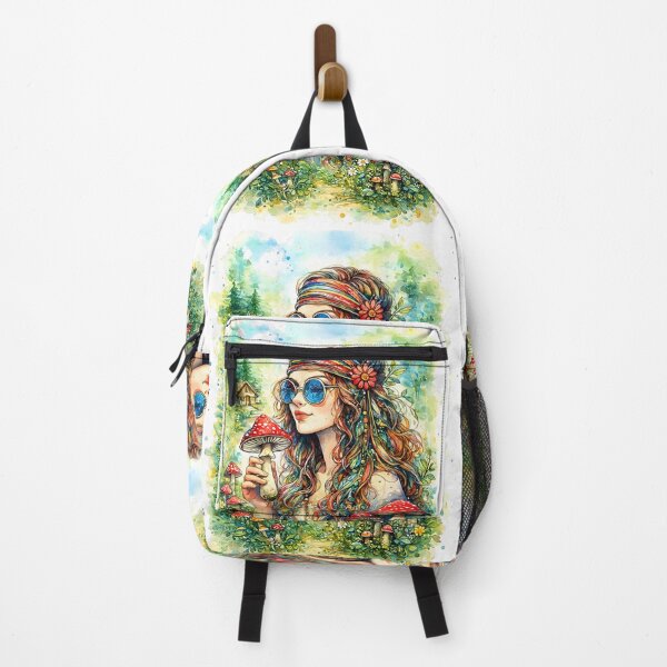 Item preview, Hippie Mushroom Girl – Boho Naturecore Illustration designed and sold by NSEAdventures.