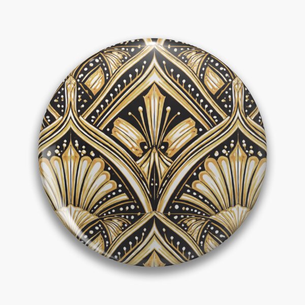 Item preview, Seamless 1920s Art Deco Luxury Pattern – Gold and Silver Fan Motif Geometric Repeat designed and sold by Cleora Art .