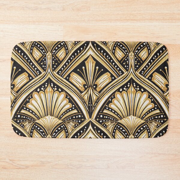 Item preview, Seamless 1920s Art Deco Luxury Pattern – Gold and Silver Fan Motif Geometric Repeat designed and sold by Cleora Art .