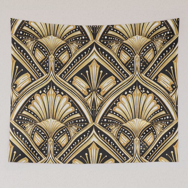 Item preview, Seamless 1920s Art Deco Luxury Pattern – Gold and Silver Fan Motif Geometric Repeat designed and sold by Cleora Art .