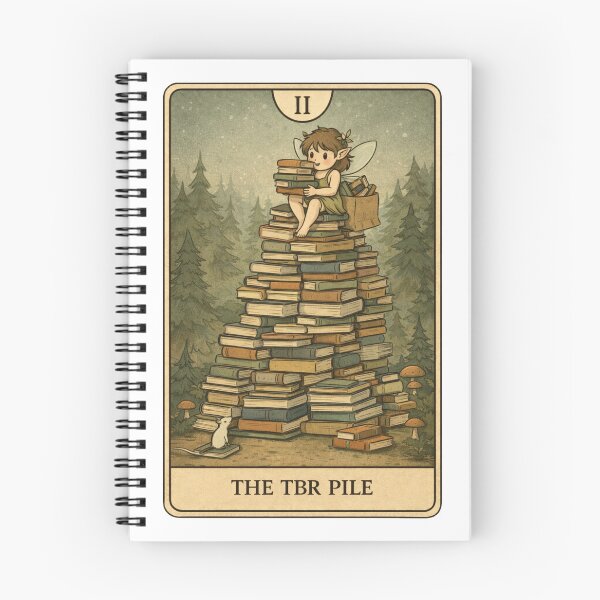 Item preview, The TBR Pile Tarot Card | Cozy Forest Fairy & Book Lover Illustration designed and sold by SONandMOONcreationsAU.
