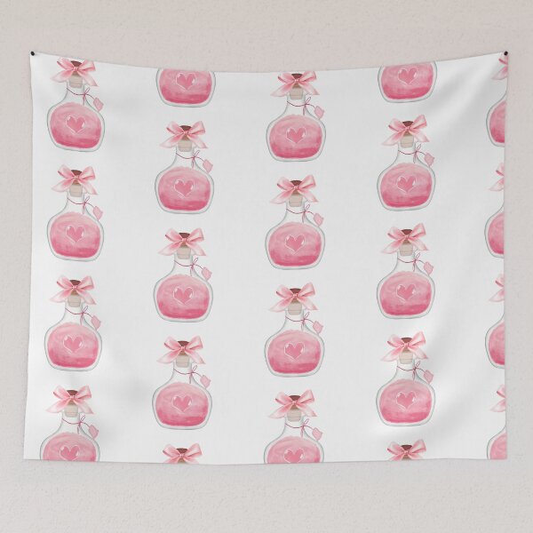 Item preview, Watercolor Valentine’s Day Pink Love Potion Bottle with Bow – Coquette Love Aesthetic designed and sold by DivinePassion.