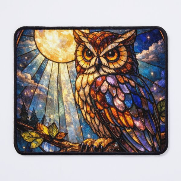 Item preview, Elegant stain glass owl midnight moon light night designed and sold by hollycooper.
