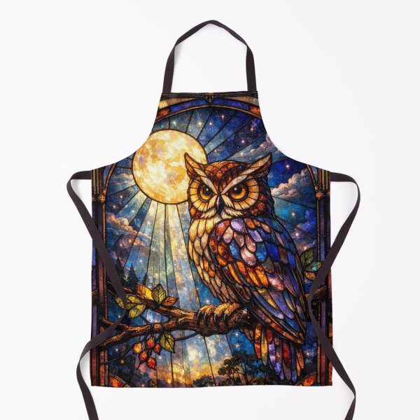 Item preview, Elegant stain glass owl midnight moon light night designed and sold by hollycooper.
