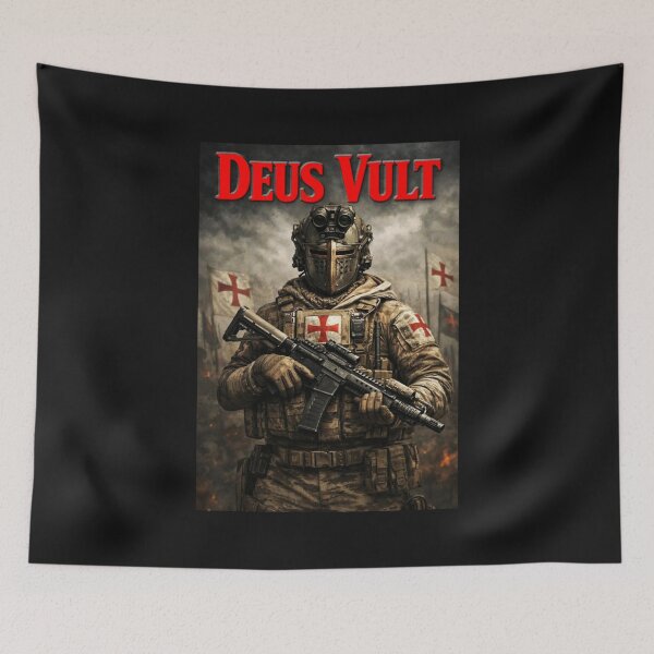 Artikelvorschau, Moderner Templer; Deus Vult; KI; entworfen und verkauft von StickerApe.