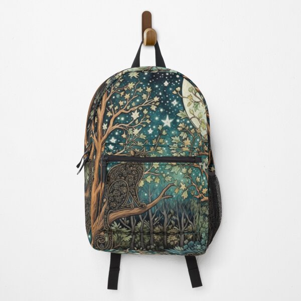 Item preview, Boho art nouveau black cat night woodland forest designed and sold by hollycooper.