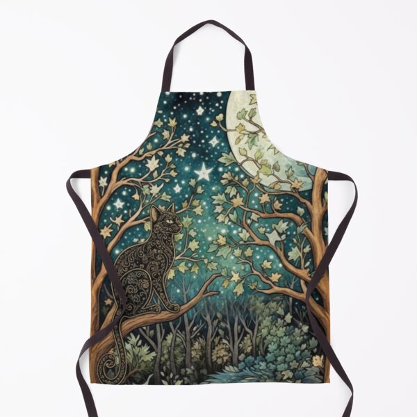 Item preview, Boho art nouveau black cat night woodland forest designed and sold by hollycooper.