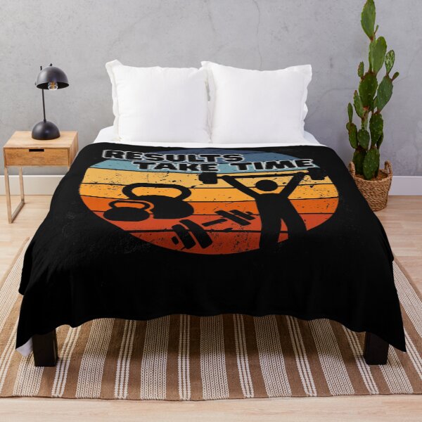 Item preview, Results Take Time – Fitness Motivation Retro Gym Design designed and sold by positive vibes.