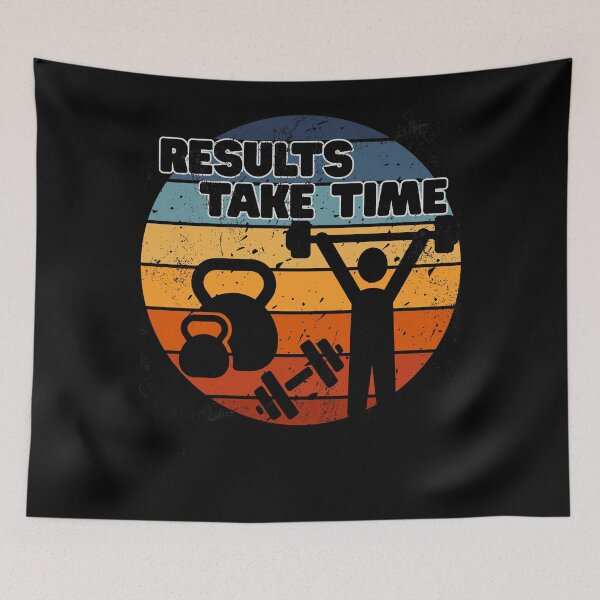 Item preview, Results Take Time – Fitness Motivation Retro Gym Design designed and sold by positive vibes.