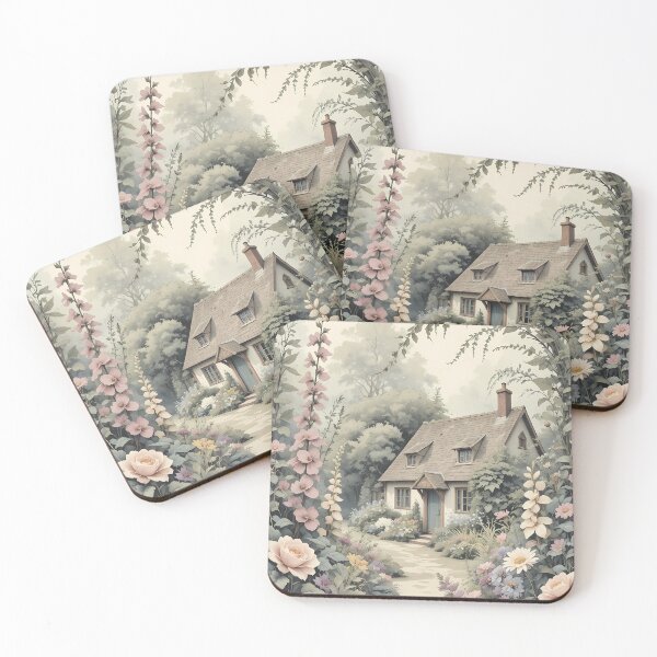 Item preview, Romantic Cottage Garden With Roses Storybook Illustration Pastel designed and sold by BorgSpareParts.