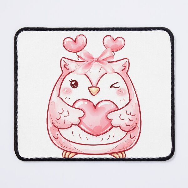 Item preview, Watercolor Valentine’s Day Pink Owl with Hearts & Bow – Coquette Love Aesthetic designed and sold by DivinePassion.