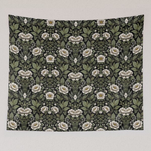 Aperçu de l'œuvre Vintage sombre botanique blanc floral créée et vendue par hollycooper.
