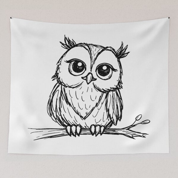 Item preview, Cute hand-drawn owl – Fine Line Art designed and sold by Art by M.H..