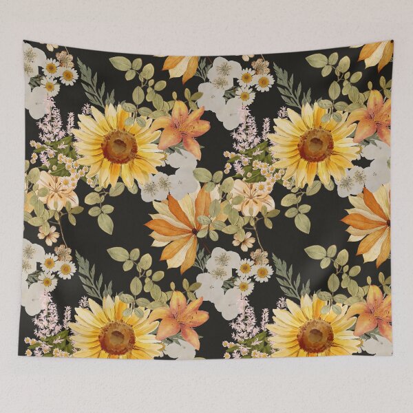 Item preview, Multi-Color Vintage Style Green Plant Large Flower Pattern designed and sold by SunshineSales.