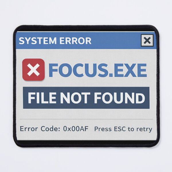 Item preview, Focus.exe File Not Found – Retro Internet Error Humor designed and sold by Mad Factory Designs.