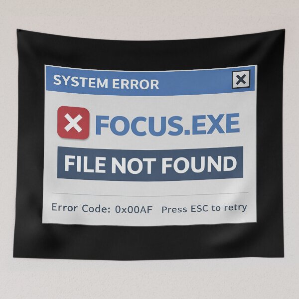 Item preview, Focus.exe File Not Found – Retro Internet Error Humor designed and sold by Mad Factory Designs.